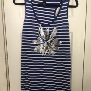 Inc striped sequins tunic top dress coverup